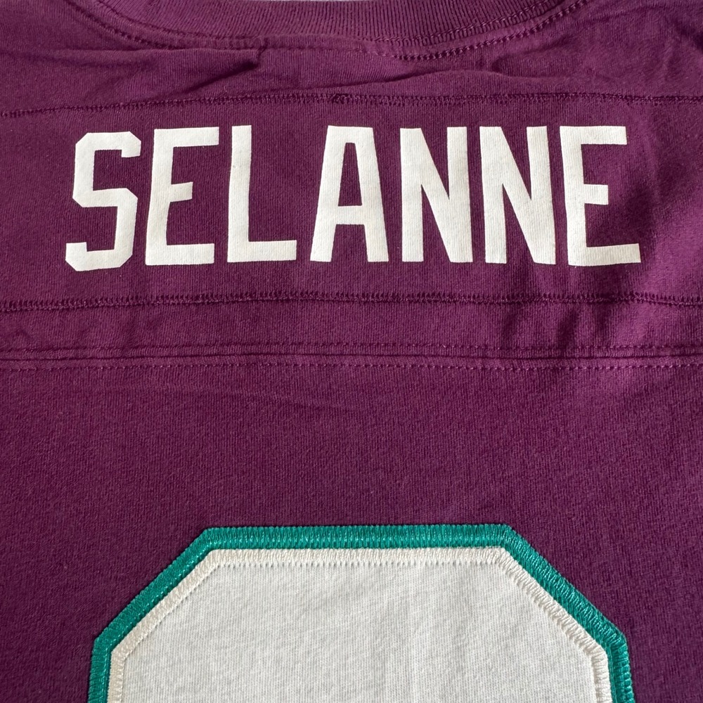 Mitchell &‎ Ness Anaheim Ducks Teemu Selanne #8 Icon Tee Plum Medium NWT $110 - Picture 3 of 15
